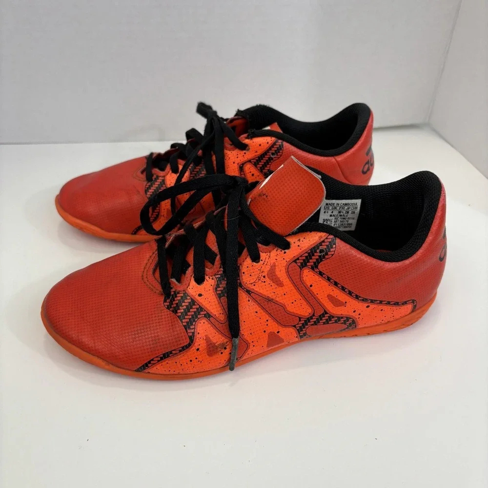 Adidas X 15.4 Indoor Soccer‎ Shoes Youth Size 4.5 Orange Sneakers S83170